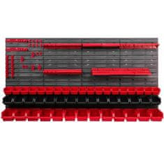 botle Nástenný panel na náradie 156 x 78 cm s 47 ks. Krabic zavesené Červené a Čierne Boxy plastová