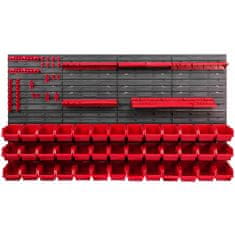 botle Nástenný panel na náradie 156 x 78 cm s 39 ks. Krabic zavesené Červené Boxy plastová