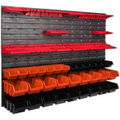 botle Nástenný panel na náradie 115 x 78 cm s 32 ks. Krabic zavesené Oranžové a Čierne Boxy plastová