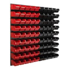 botle Závesný panel na náradie 77 x 78 cm s 90 ks. Krabic nástenné Červené a Čierne Boxy plastová