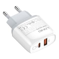 LDNIO LDNIO A2424C USB, USB-C 20W sieťová nabíjačka + microUSB kábel