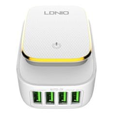 LDNIO LDNIO A4405 4USB sieťová nabíjačka, LED lampa + Lightning kábel