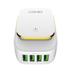 LDNIO LDNIO A4405 4USB sieťová nabíjačka, LED lampa + USB-C kábel