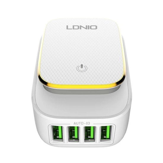 LDNIO LDNIO A4405 4USB sieťová nabíjačka, LED lampa + USB-C kábel