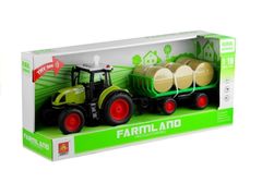 Lean-toys Traktor s prívesom na seno Svetlá do hry 37,5 cm