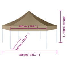 Vidaxl Šesťhranný skladací prístrešok 3,6x3,1m sivohnedý 220 g/m²