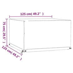 Vidaxl Obal na záhradný nábytok 8 očiek 125x125x75 cm štvorcový