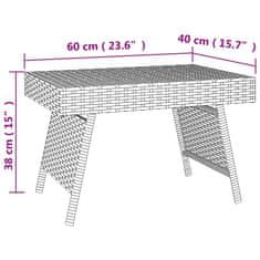 Vidaxl Skladací bočný stolík hnedý 60x40x38 cm polyratan