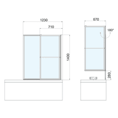 POLYSAN Sapho, OLBIA vaňová zástena s pneumatickým zdvihom, š.1230mm, čierna matná, číre sklo, 30317B