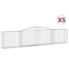 Vidaxl Oblúkové gabionové koše 5 ks 400x30x80/100cm pozinkované železo