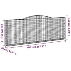 Petromila vidaXL Oblúkové gabionové koše 9 ks 400x30x140/160 cm pozink. železo