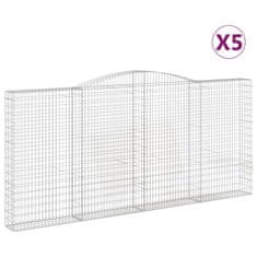 Vidaxl Oblúkové gabiónové koše 5ks 400x30x180/200cm pozinkované železo