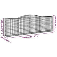 Petromila vidaXL Oblúkové gabionové koše 4 ks 400x50x120/140 cm pozink. železo