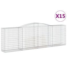 Vidaxl Oblúkové gabionové koše 15 ks 400x50x120/140 cm pozink. železo