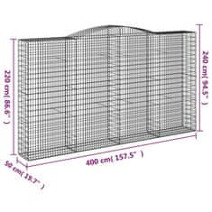 Vidaxl Oblúkový gabionový kôš 2 ks 400x50x220/240cm pozinkované železo