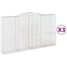 Vidaxl Oblúkový gabionový kôš 3 ks 400x50x220/240cm pozinkované železo