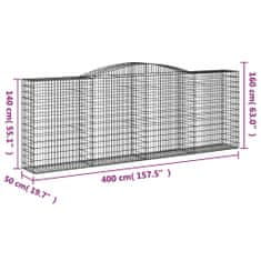 Petromila vidaXL Oblúkové gabionové koše 9 ks 400x50x140/160 cm pozink. železo