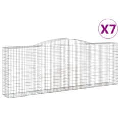 Vidaxl Oblúkové gabionové koše 7 ks 400x50x140/160 cm pozink. železo