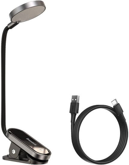 BASEUS lampa s klipem, LED, flexibilní, 3W, čierna