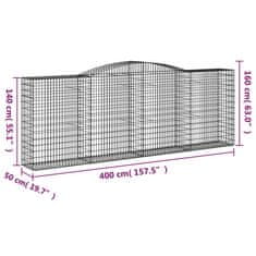 Petromila vidaXL Oblúkové gabionové koše 6 ks 400x50x140/160 cm pozink. železo