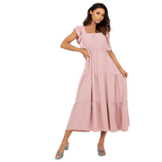 ITALY MODA Dámske šaty s volánom RUPEA svetlo ružové DHJ-SK-8352.04_398087 Univerzálne