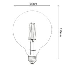 LUMILED Sada 3x LED žiarovka E27 G95 8W = 75W 880lm 3000K Teplá biela 360°