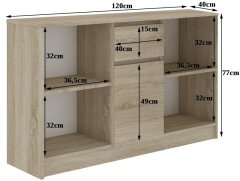 Akord Komoda B-17 120 cm dub sonoma