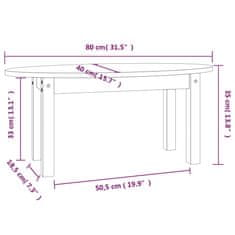 Vidaxl Konferenčný stolík sivý 80x40x35 cm borovicový masív