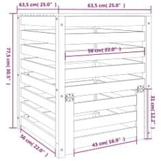 Vidaxl Kompostér sivý 63,5x63,5x77,5 cm masívne borovicové drevo
