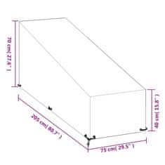 Vidaxl Kryt na lehátko 12 očiek 205x75x40/70 cm polyetylén