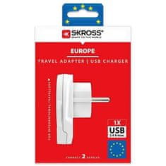 Skross cestovný adaptér Europe USB pre cudzincov v ČR, vr. 1x USB 2400mA PA30USB