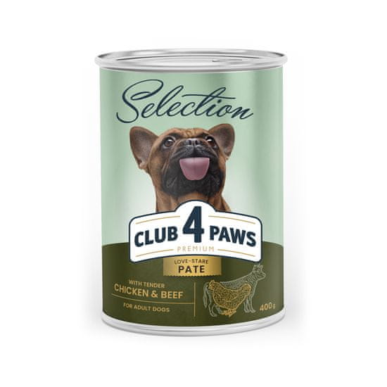 Club4Paws Premium Paštéta s kuracím a hovädzím mäsom 12 x 400 g