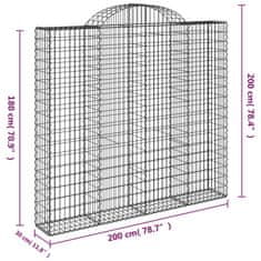 Petromila vidaXL Oblúkové gabiónové koše 3ks 200x30x180/200cm pozinkované železo