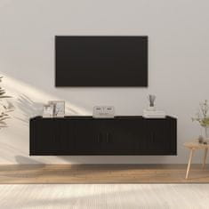 Vidaxl 3-dielna súprava TV skriniek čierna spracované drevo