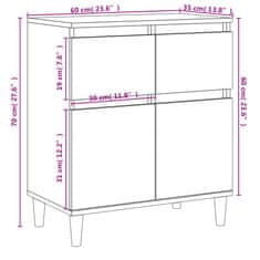 Petromila vidaXL Komoda biela 60x35x70 cm spracované drevo