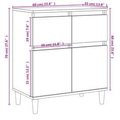 Vidaxl Komoda vysoký lesk biela 60x35x70 cm spracované drevo