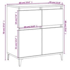 Vidaxl Komoda betónovo sivá 60x35x70 cm spracované drevo