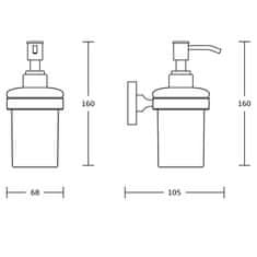 AQUALINE Samba dávkovač mydla 150ml, mliečne sklo, čierny mat (SB219)