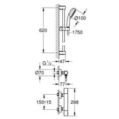 Grohe Grohtherm 800 Cosmopolitan - Sprchový set s termostatom na stenu, 2 prúdy, chróm 34768000