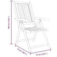 Vidaxl Sklápacie záhradné stoličky 3 ks akáciový masív