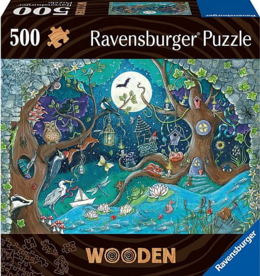Ravensburger Drevené puzzle Kúzelný les 500 dielikov