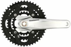 Shimano kľučky Alivio FC-M431-S 170mm, 48-38-28 zubov, strieborné, bez krytu, 9 speed, pre os štvorhran