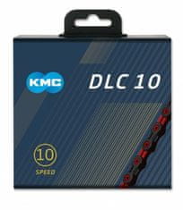 KMC reťaz DLC SL 10 červeno/čierny v krabičke 116 čl.