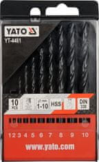 YATO Súprava vrtákov na kov 10 ks
