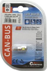 Compass Žiarovka 6 SMD LED 12V T10 s rezistorom CAN-BUS ready biela