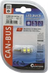 Compass Žiarovka 9 SMD LED 12V T10 s rezistorom CAN-BUS ready biela