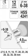 YATO Stupňovitý kužeľový vrták 6-38mm