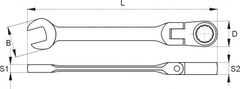 YATO Kľúč očkoplochý račňový 21 mm s kĺbom