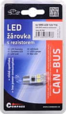 Compass Žiarovka 4 SMD LED 12V T10 s rezistorom CAN-BUS ready biela