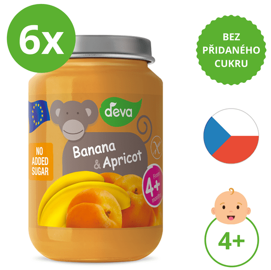 Deva Ovocný príkrm Banán, Marhuľa 6 x 200 g